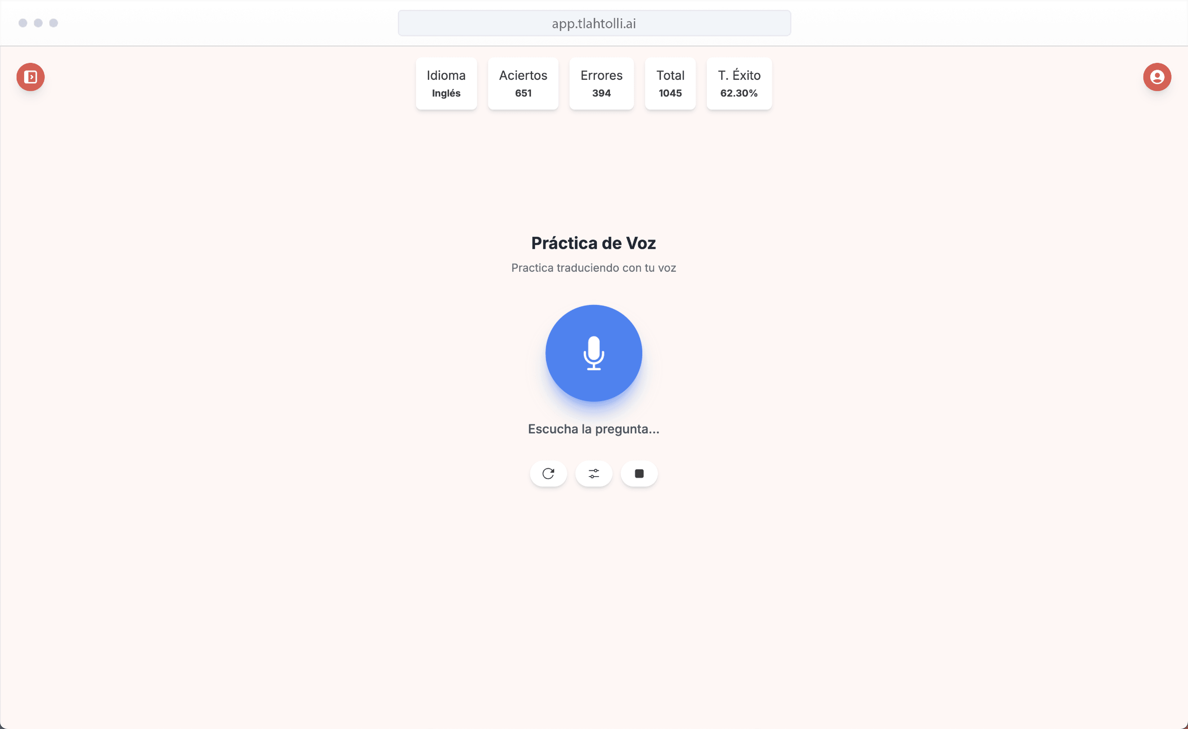 Tutor AI de tlahtolli.ai practicando vocabulario