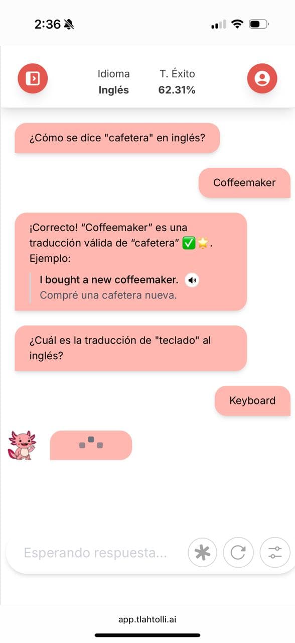 tlahtolli.ai en el navegador de un celular
