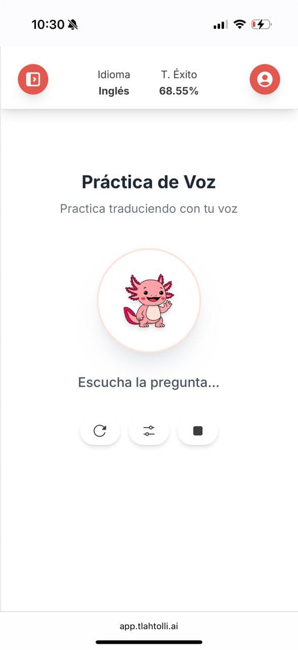 tlahtolli.ai en el navegador de un celular